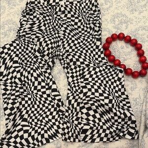 H&M Black and White Wide Leg Pants Optical Illusion